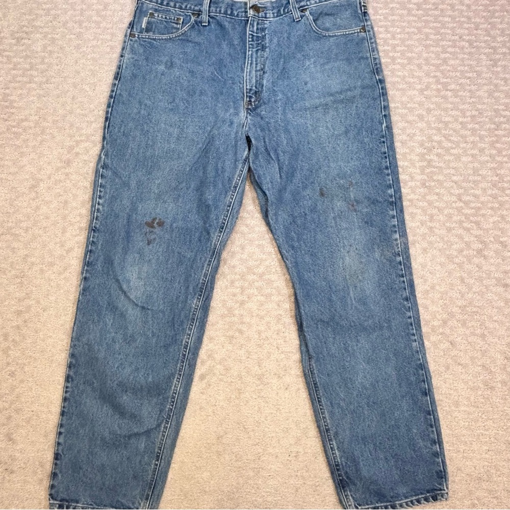 Carhartt B17 DST Blue Relaxed Fit Leg Jeans Men's 40X32 Paint Stains